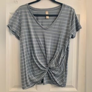 Altar'd State women’s Gray Striped Knot Front Tee. Size medium. $10